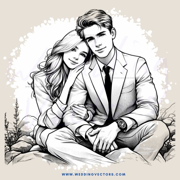 a couple sitting on rocks with trees in the background