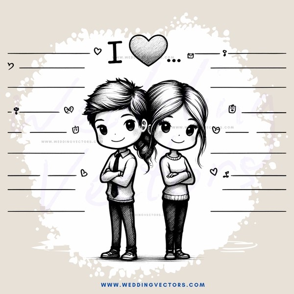 cartoon couple standing together