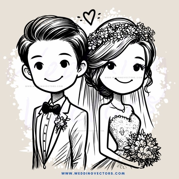 bride and groom smiling face with flowers