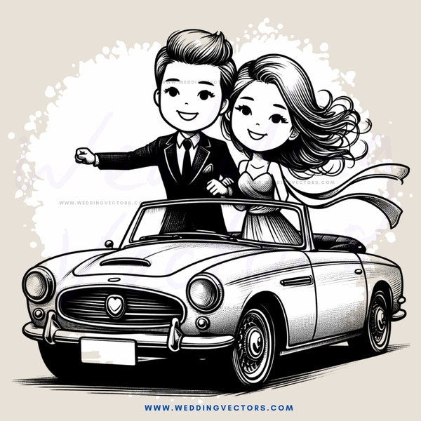 a couple in an antique car
