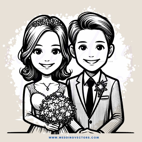a couple holding flowers and smiling for the camera
