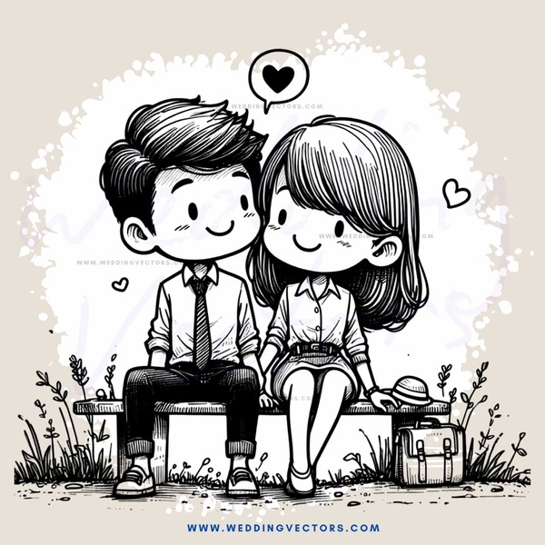 a boy and girl sitting on a bench holding hands