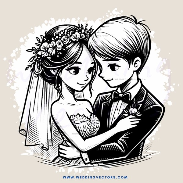 a black and white wedding photo
