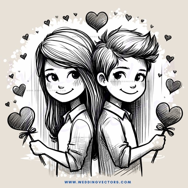 two kids holding love hearts