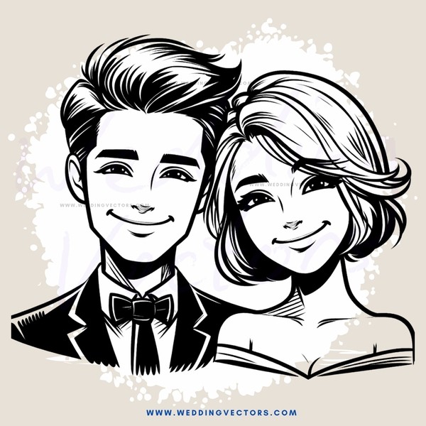 a cartoon depiction of a man and woman smiling