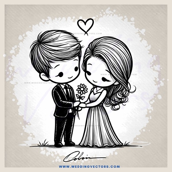 wedding ring picture with flowers and heart
