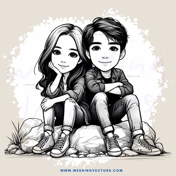 boy and girl sitting on rock with shoes on their feet