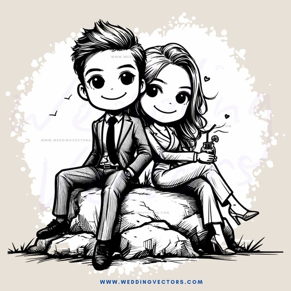 boy and girl on rock