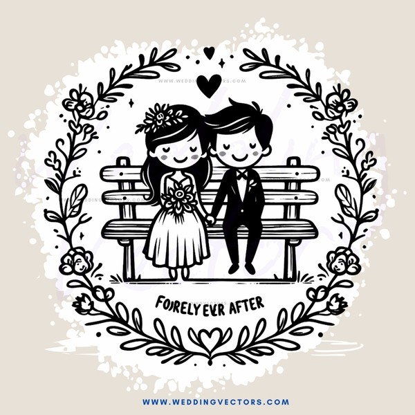 forever after engagement ring and wedding invitation design for print or poster