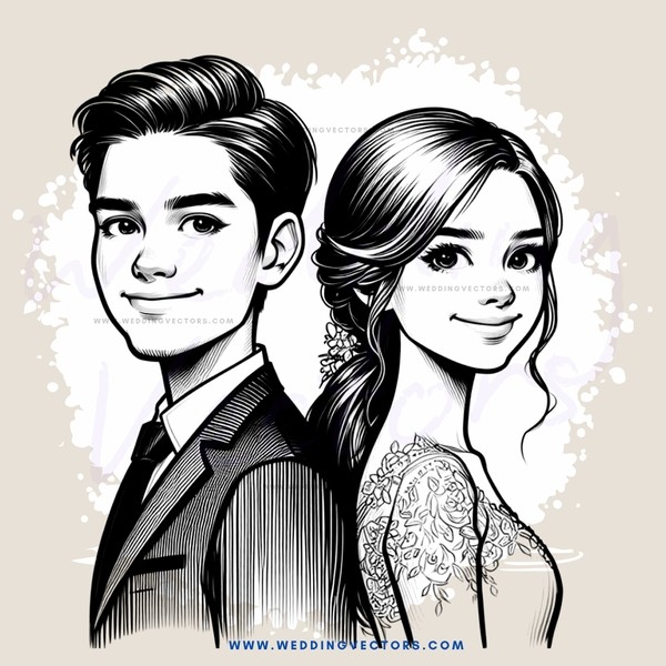 a boy and girl standing side by side