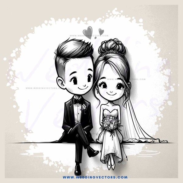a couple sitting together in an illustration