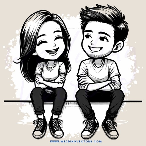 a couple smiling and sitting together