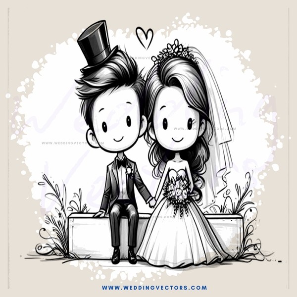 the newlyweds sit together on their wedding day