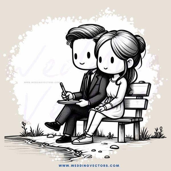 a couple sitting on a bench looking at something