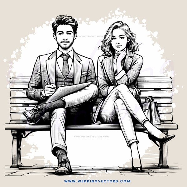 a man and woman sitting on a bench