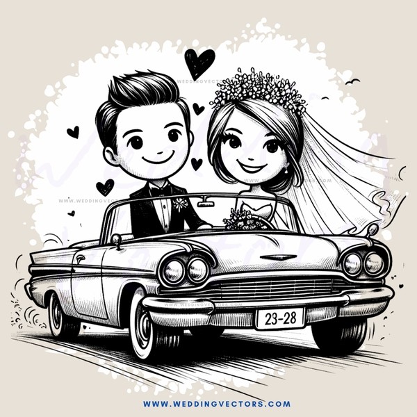 a young couple in a vintage car