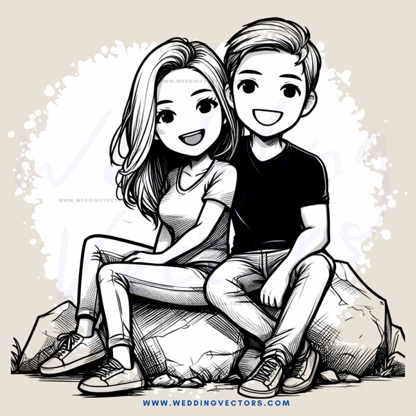 two people sitting on rocks with smiles