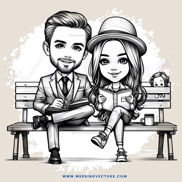 a couple reading on a bench