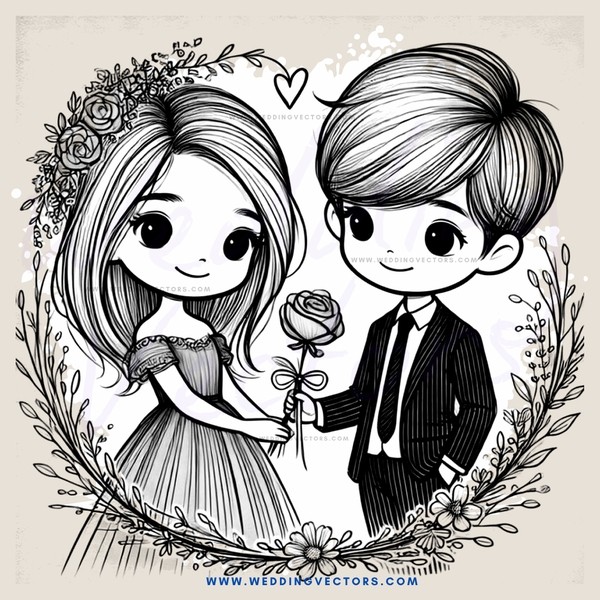a boy and girl in a flower ring