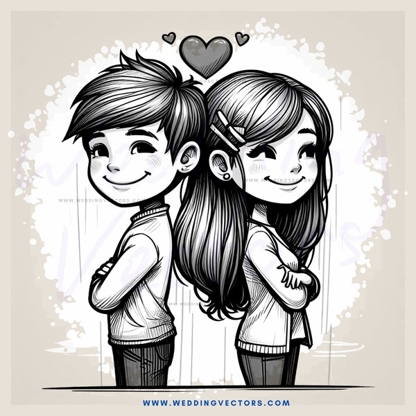 a couple smiling together with hearts and polka dots in their hair