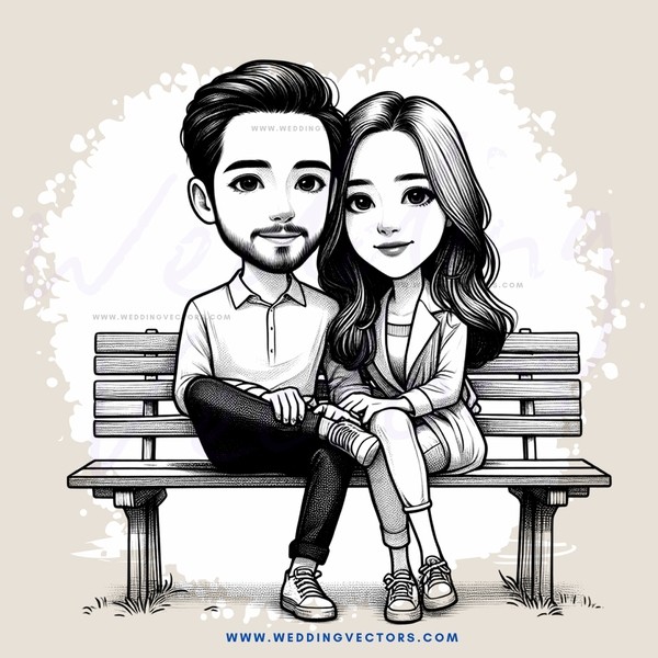 couple sitting on bench posing for picture