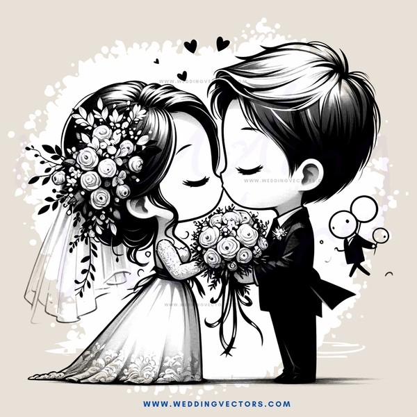 a couple kissing in wedding attire