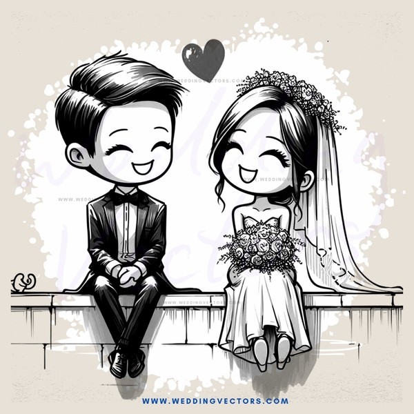 wedding cartoon couple