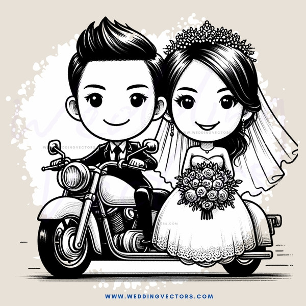 couple on motorcycle with bride and groom