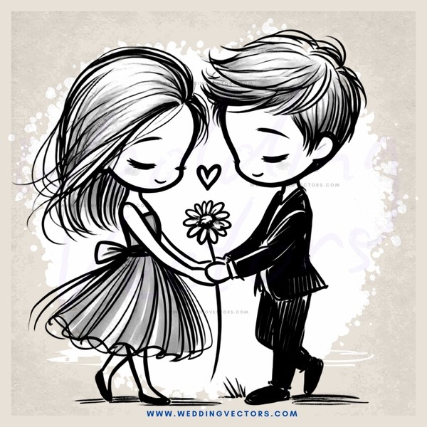 love and flower cartoon
