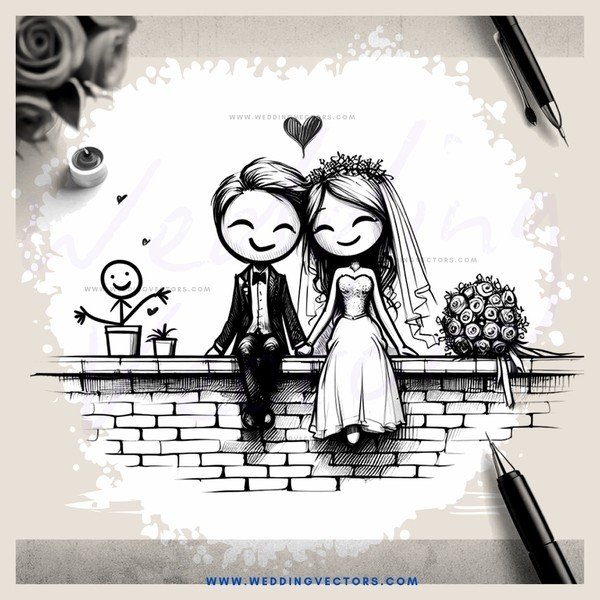 cartoon wedding anniversary invitation