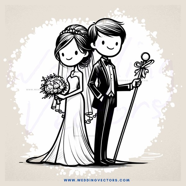 bride and groom holding their gifts together