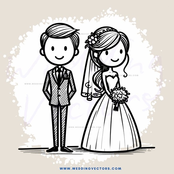 a bride and groom in black and white