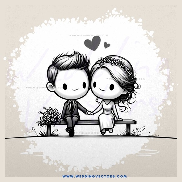 couple on a bench with hearts above them