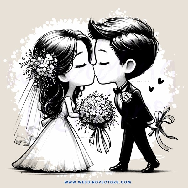 couple kissing with flowers