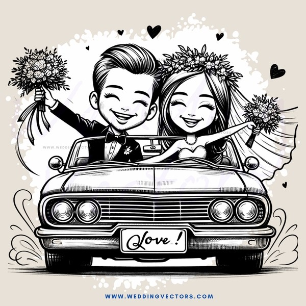 love caricature in black and white