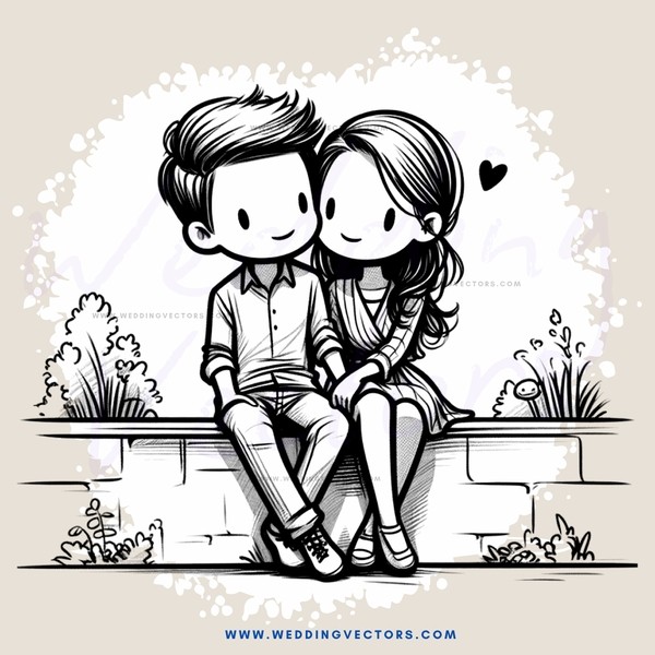 couple sitting on brick ledge with woman wearing red skirt and man in button down shirt