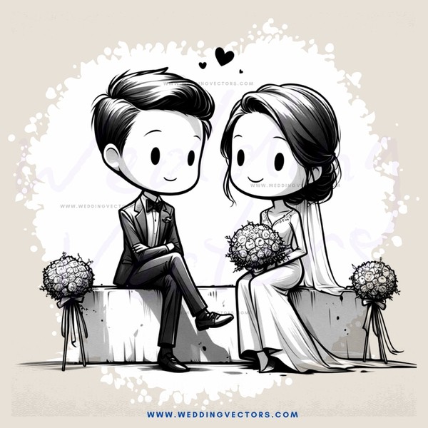 a couple sitting on a bench holding flowers and wearing rings