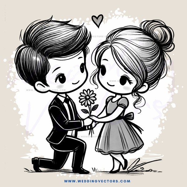 boy and girl holding flower