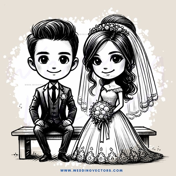 a bride and groom sitting on a bench