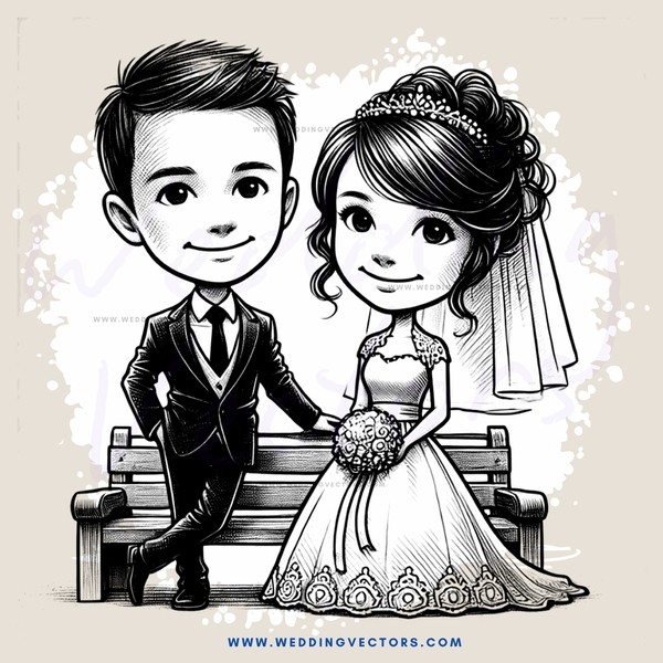 a bride & groom on a bench