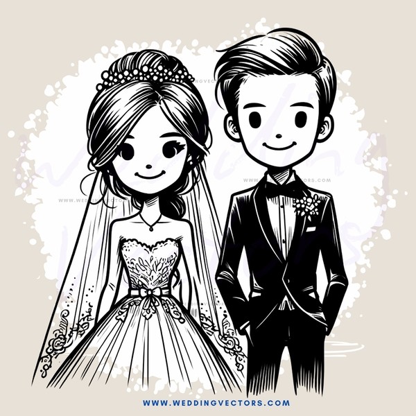 a bride and groom smile