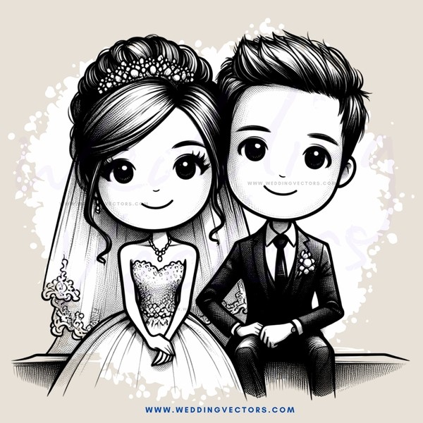 bride and groom sitting down for picture