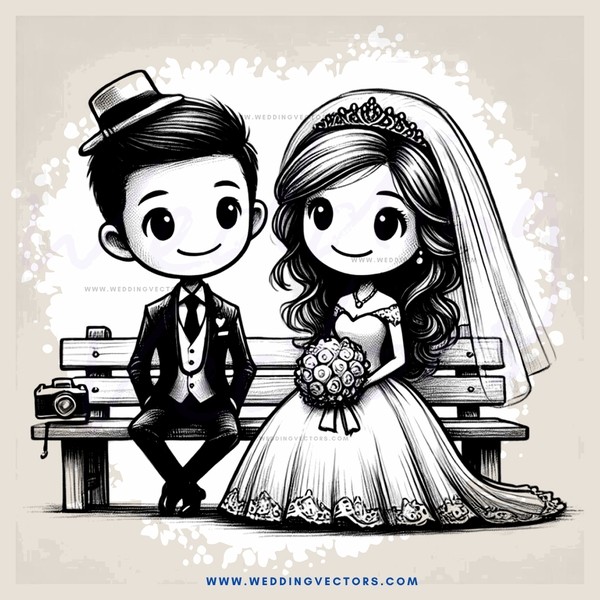 the newlyweds sit on their wedding day