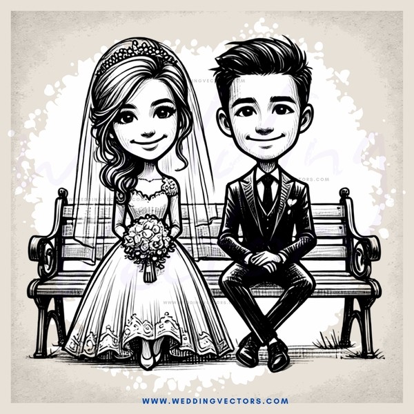 the newlyweds sit on their wedding day