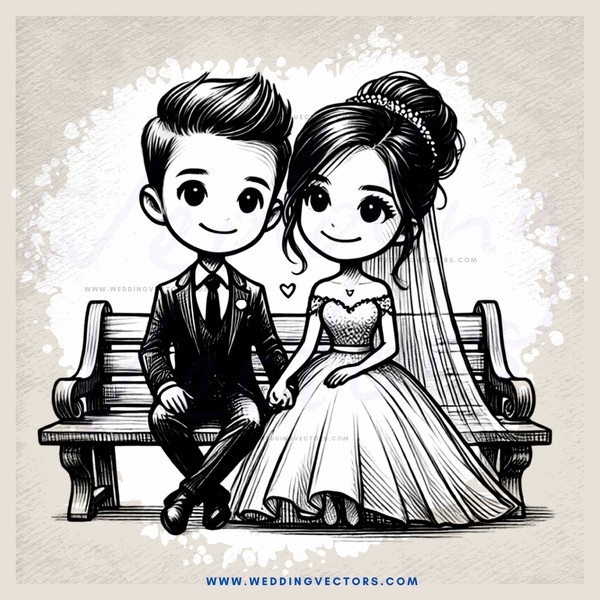 a happy couple sitting on a bench