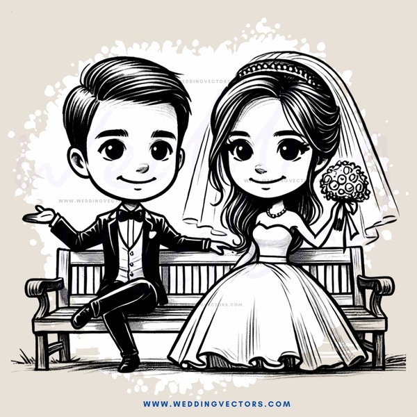 wedding cartoon character illustration