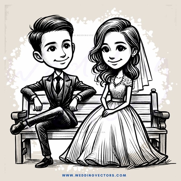 young couple on bench drawing