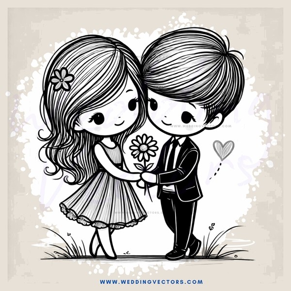 a couple holding each other and flowers