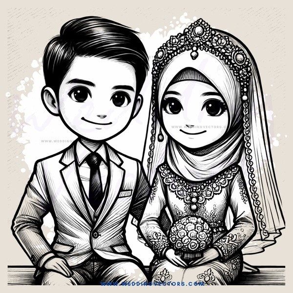 wedding portrait in black and white