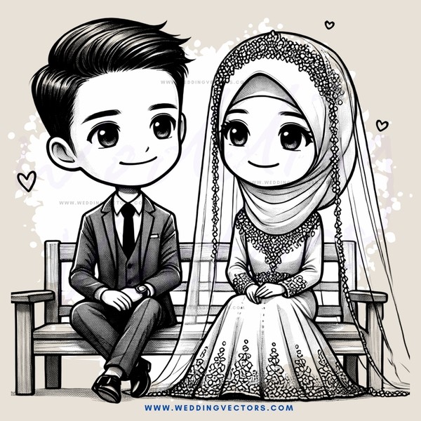 a bride and groom on a bench